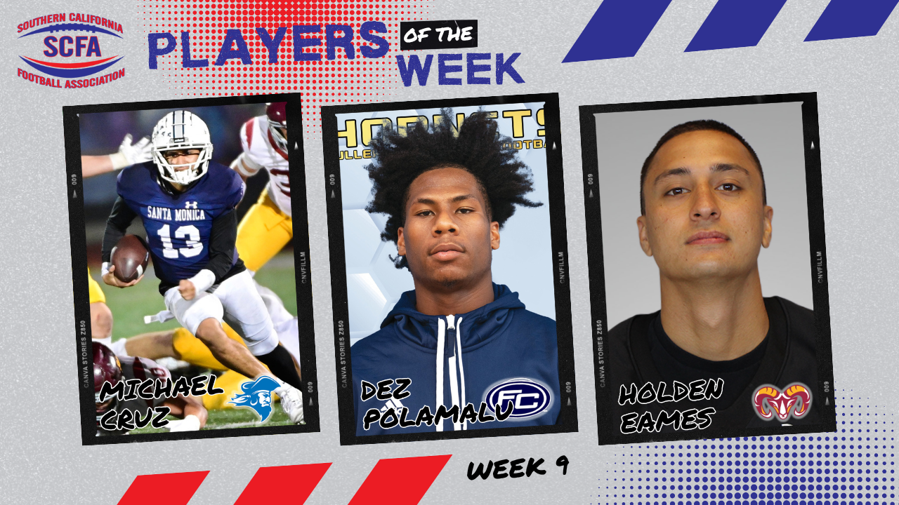 SCFA announces Week 9 Players of the Week